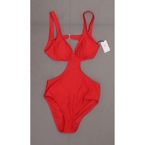 NWT Shade & Shore Monokini Swimsuit Medium Red
